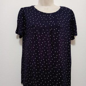 NWT LOFT Polk Dot SS Navy Blouse Soft Rayon